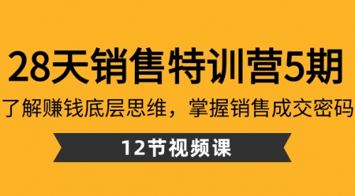 【副业8768期】28天·销售特训营5期：了解赚钱底层思维，掌握销售成交密码（12节课）-青简副业网