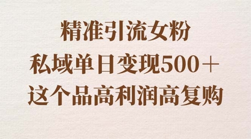 【副业8817期】精准引流女粉，私域单日变现500＋，高利润高复购，保姆级实操教程分享-青简副业网
