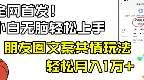 【副业8908期】小白轻松无脑上手，朋友圈共情文案玩法，月入1W+-青简副业网