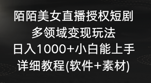 【副业8963期】陌陌美女直播授权短剧，多领域变现玩法，日入1000+-青简副业网