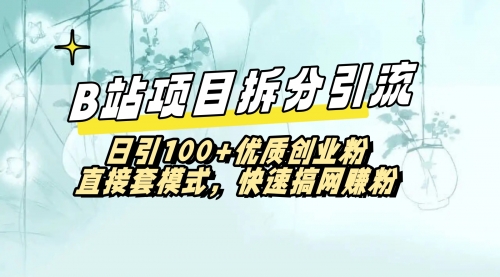 【副业8967期】B站项目拆分引，快速日3100+优质创业粉-青简副业网
