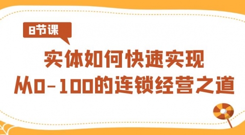 【副业8986期】实体·如何快速实现从0-100的连锁经营之道（8节视频课）-青简副业网