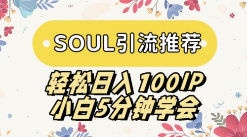 【副业9006期】SOUL引流推荐 轻松日入100IP 小白5分钟学会-青简副业网