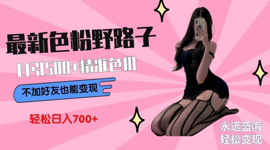 最新色粉变现野路子，日引500+老色批 可不加好友直接变现 小白轻松日入700+-青简副业网