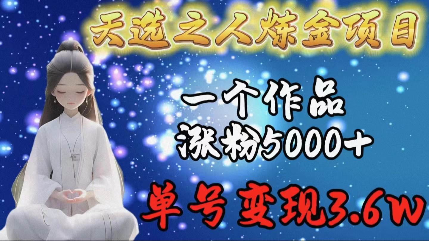 天选之人炼金项目，一个作品涨粉5000+，单号变现3.6w-青简副业网