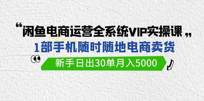 闲鱼电商运营全系统VIP实战课，1部手机随时随地卖货，新手日出30单月入5000-青简副业网