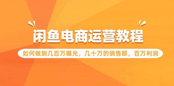 闲鱼电商运营教程：如何做到几百万曝光，几十万的销售额，百万利润-青简副业网