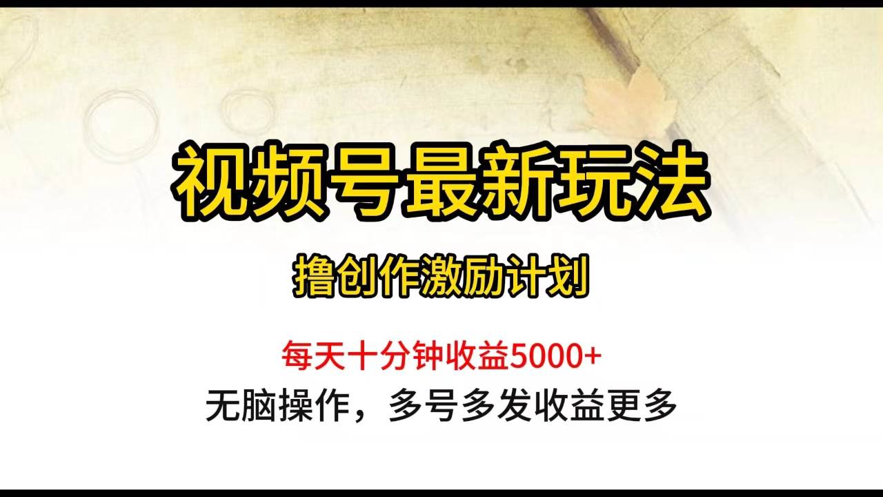 视频号最新玩法，每日一小时月入5000+-青简副业网