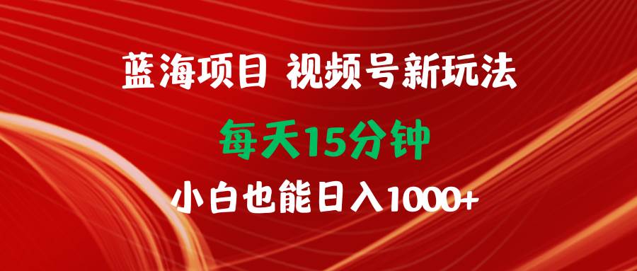 蓝海项目视频号新玩法 每天15分钟 小白也能日入1000+-青简副业网