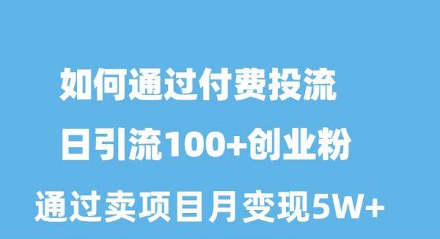 如何通过付费投流日引流100+创业粉月变现5W+-青简副业网