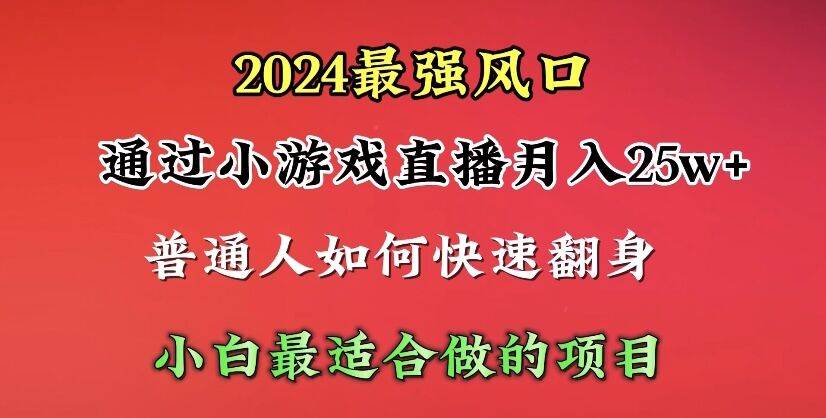 2024年最强风口，通过小游戏直播月入25w+单日收益5000+小白最适合做的项目-青简副业网
