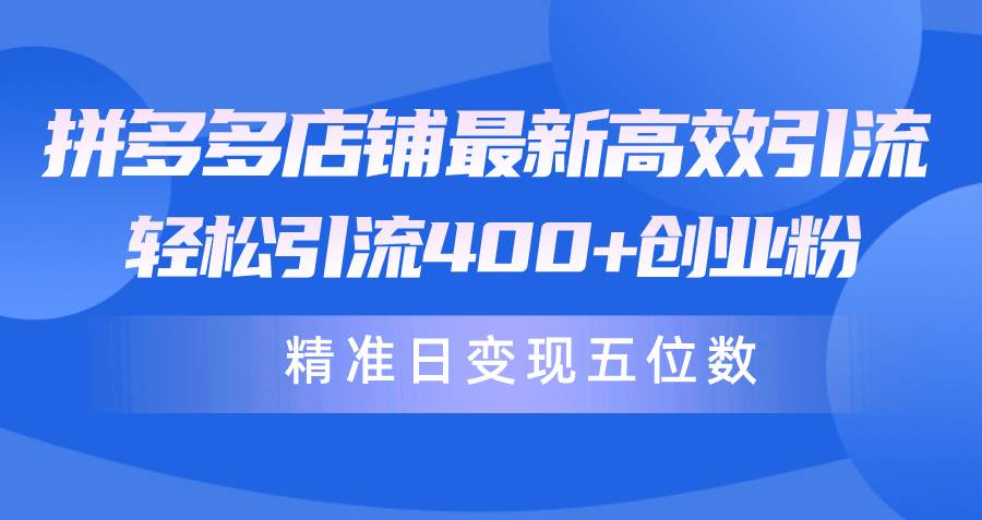 拼多多店铺最新高效引流术，轻松引流400+创业粉，精准日变现五位数！-青简副业网