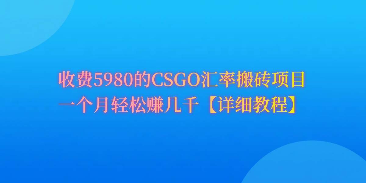 CSGO装备搬砖，月综合收益率高达60%，你也可以！-青简副业网