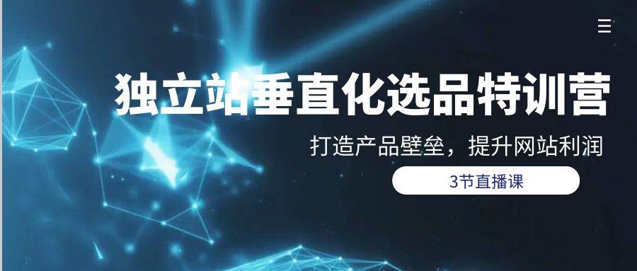 独立站-垂直化选品训练营，打造产品壁垒，提升网站利润（3节直播课）-青简副业网