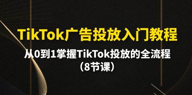 TikTok广告投放入门教程，从0到1掌握TikTok投放的全流程（8节课）-青简副业网