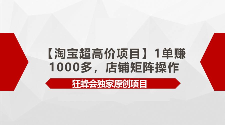 【淘宝超高价项目】1单赚1000多，店铺矩阵操作-青简副业网