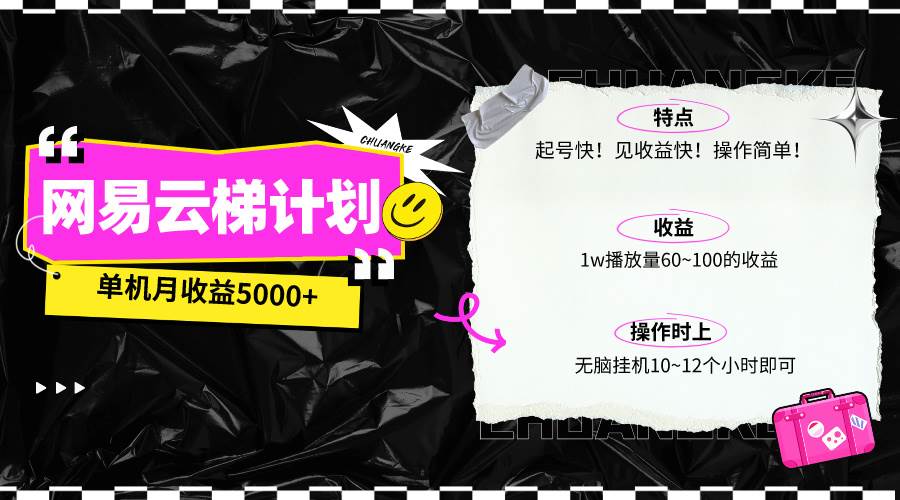 最新网易云梯计划网页版，单机月收益5000+！可放大操作-青简副业网