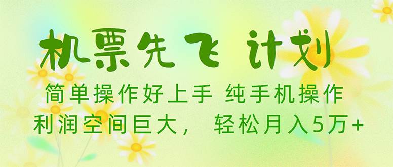 机票先飞计划！里程积分兑换机票售卖赚差价，利润空间巨大，小白月入5万+-青简副业网