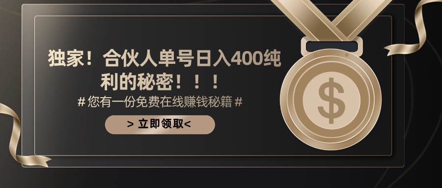 合伙人广告撸金最新玩法，每天单号400纯利-青简副业网