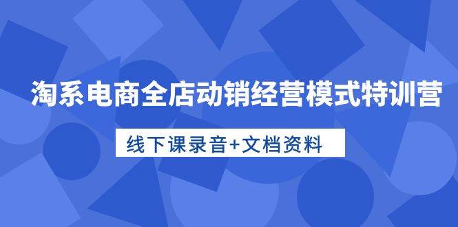淘系电商全店动销经营模式特训营，线下课录音+文档资料-青简副业网