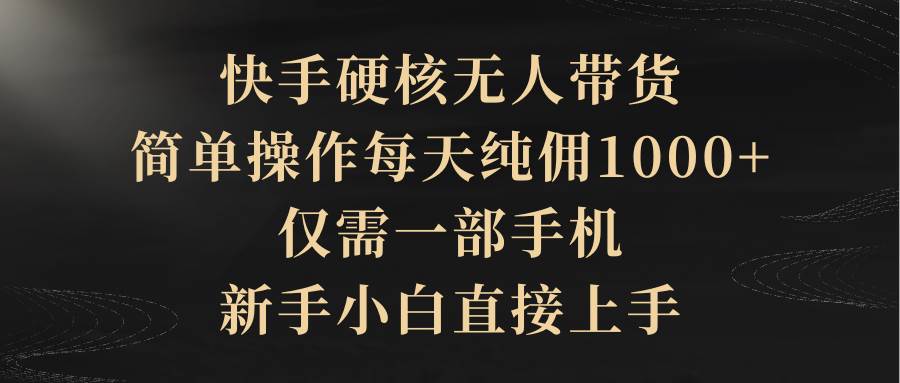 快手硬核无人带货，简单操作每天纯佣1000+,仅需一部手机，新手小白直接上手-青简副业网