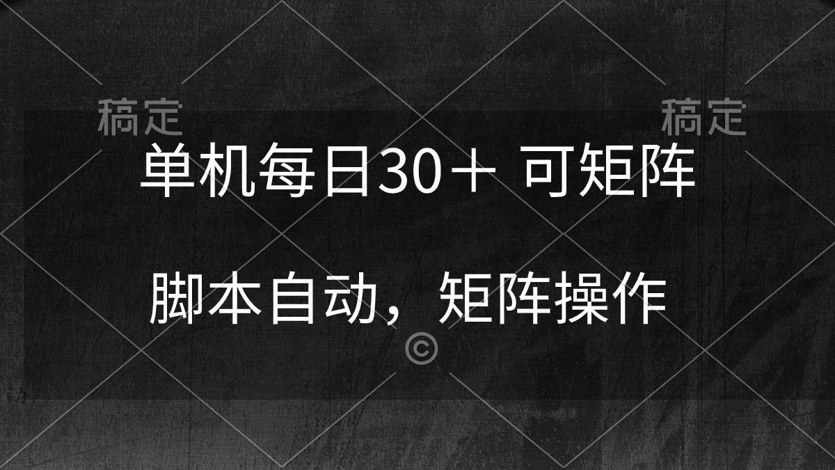 单机每日30＋ 可矩阵，脚本自动 稳定躺赚-青简副业网