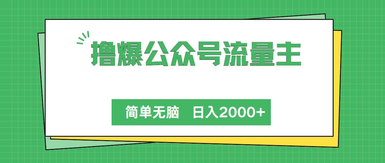 撸爆公众号流量主，简单无脑，单日变现2000+-青简副业网
