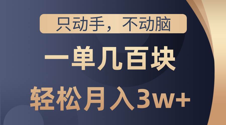 只动手不动脑，一单几百块，轻松月入3w+，看完就能直接操作，详细教程-青简副业网