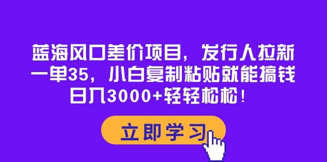 蓝海风口差价项目，发行人拉新，一单35，小白复制粘贴就能搞钱！日入3000+轻轻松松-青简副业网