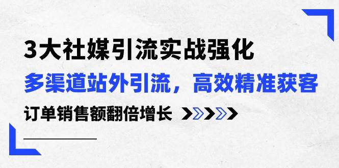 3大社媒引流实操强化，多渠道站外引流/高效精准获客/订单销售额翻倍增长-青简副业网