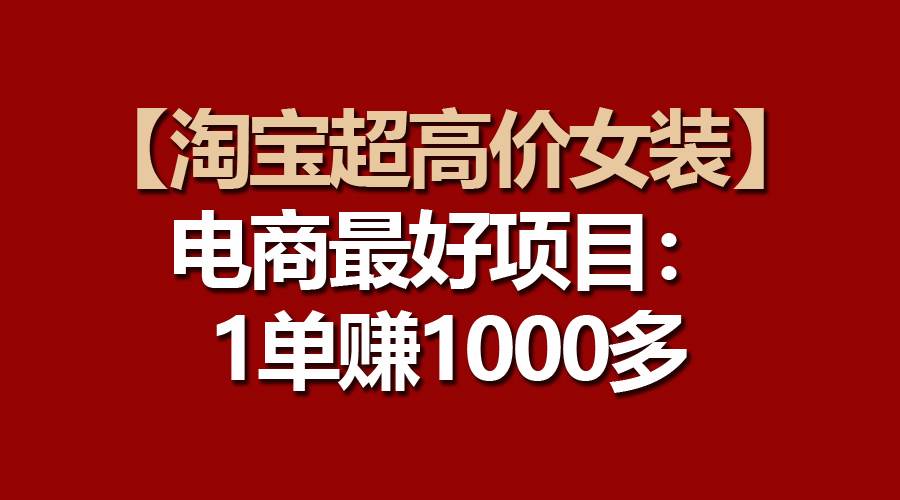 【淘宝超高价女装】电商最好项目：一单赚1000多-青简副业网
