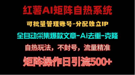 红薯矩阵自热系统，独家不死号引流玩法！矩阵操作日引流500+-青简副业网