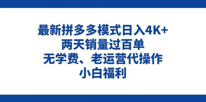 拼多多最新模式日入4K+两天销量过百单，无学费、老运营代操作、小白福利-青简副业网