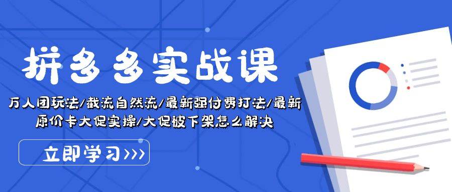 拼多多·实战课：万人团玩法/截流自然流/最新强付费打法/最新原价卡大促..-青简副业网