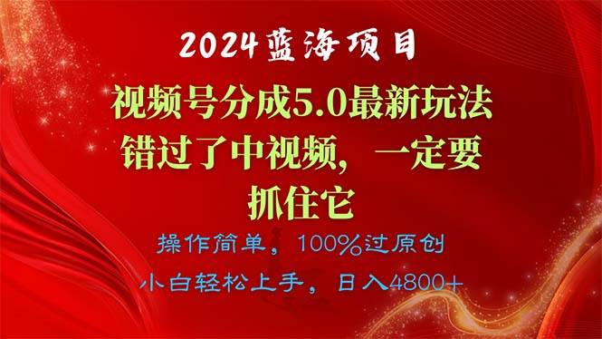 2024蓝海项目，视频号分成计划5.0最新玩法，错过了中视频，一定要抓住…-青简副业网