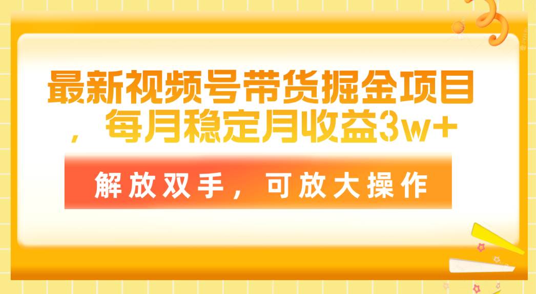 最新视频号带货掘金项目，每月稳定月收益3w+，解放双手，可放大操作-青简副业网