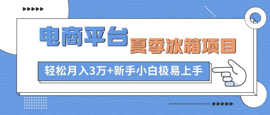 电商平台夏季冰箱项目，轻松月入3万+，新手小白极易上手-青简副业网