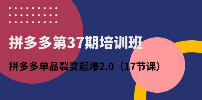 拼多多第37期培训班：拼多多单品裂变起爆2.0（17节课）-青简副业网