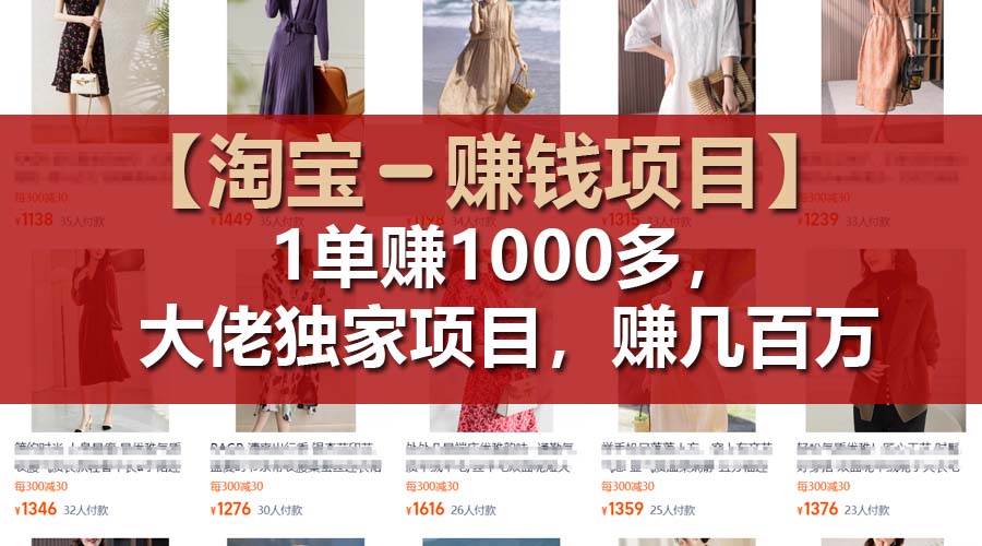 【淘宝赚钱项目】1单可赚1000多，大佬独家项目，年赚几百万-青简副业网