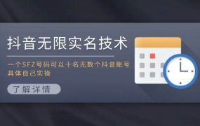 抖音无限实名技术：一个SFZ号码可以十名无数个抖音账号，具体自己实操-青简副业网