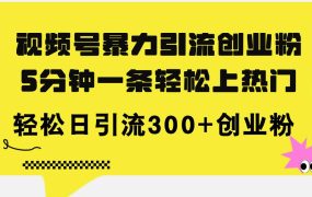 视频号暴力引流创业粉,5分钟一条轻松上热门,轻松日引流300+创业粉-青简副业网