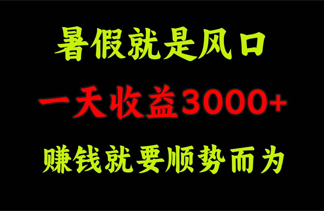 一天收益3000+ 赚钱就是顺势而为，暑假就是风口-青简副业网