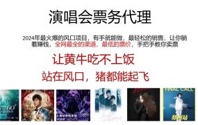 演唱会全网最低票务代理,小白一分钟上手,手把手教你卖票,日入2000+...-青简副业网