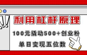 利用杠杆100元撬动500+创业粉，单日变现5位数-青简副业网