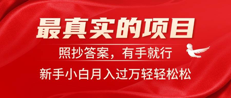 最真实的项目，照抄答案，有手就行，新手小白月入过万轻轻松松-青简副业网