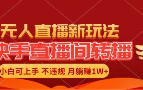 快手直播间转播玩法简单躺赚,真正的全无人直播,小白轻松上手月入1W+-青简副业网