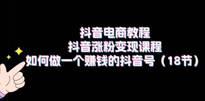 抖音电商教程：抖音涨粉变现课程：如何做一个赚钱的抖音号（18节）-青简副业网