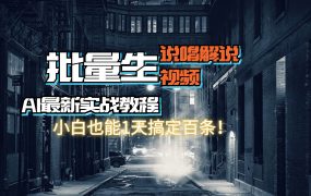 【AI最新实战教程】日入600+,批量生成说唱解说视频,小白也能1天搞定百条-青简副业网