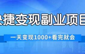快捷变现的副业项目,一天变现1000+,各平台最火赛道,看完就会-青简副业网