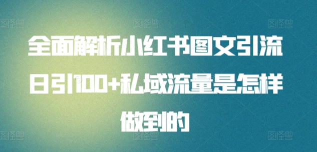 全面解析小红书图文引流日引100私域流量是怎样做到的-青简副业网
